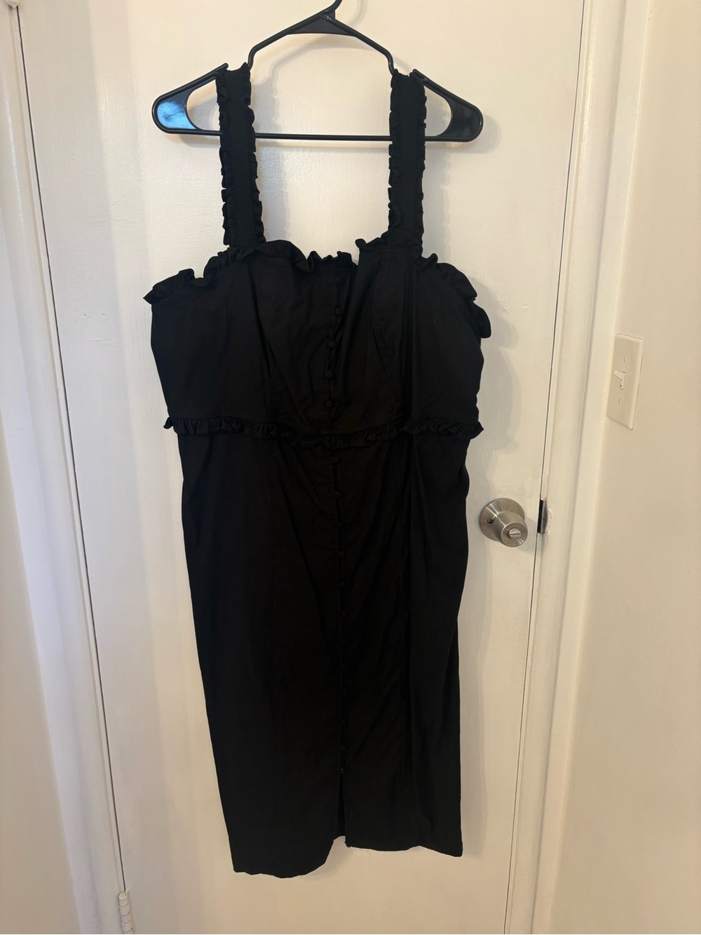 Anthropologie Black Ruffled-Strap Midi Dress